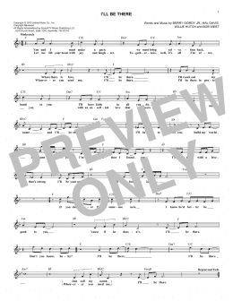 page one of I'll Be There (Lead Sheet / Fake Book)