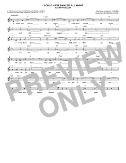 page one of I Could Have Danced All Night (Lead Sheet / Fake Book)