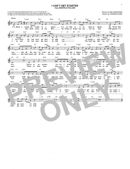 page one of I Can't Get Started (Lead Sheet / Fake Book)