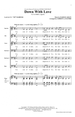 page one of Down With Love (SATB Choir)