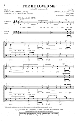page one of For He Loved Me (SATB Choir)