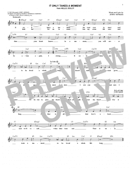 page one of It Only Takes A Moment (Lead Sheet / Fake Book)