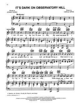 page one of It's Dark On Observatory Hill (Piano, Vocal & Guitar Chords (Right-Hand Melody))