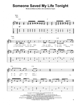 page one of Someone Saved My Life Tonight (Solo Guitar Tab)