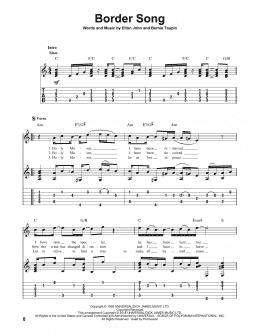 page one of Border Song (Solo Guitar)
