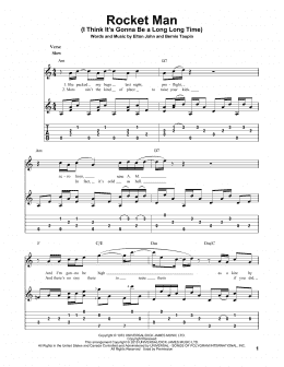page one of Rocket Man (I Think It's Gonna Be A Long Long Time) (Solo Guitar)