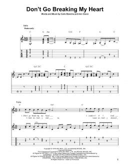 page one of Don't Go Breaking My Heart (Solo Guitar)