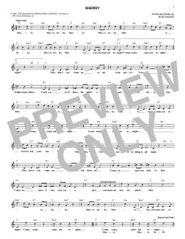 page one of Sherry (Lead Sheet / Fake Book)