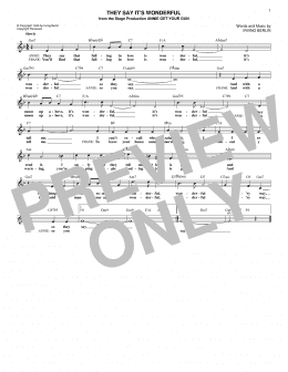 page one of They Say It's Wonderful (Lead Sheet / Fake Book)