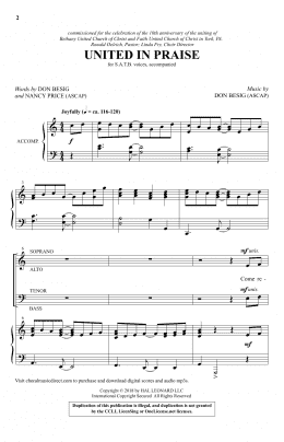 page one of United In Praise (SATB Choir)