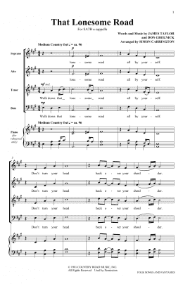 page one of That Lonesome Road (SATB Choir)