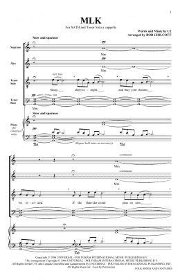 page one of MLK (SATB Choir)