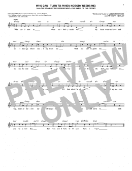 page one of Who Can I Turn To (When Nobody Needs Me) (Lead Sheet / Fake Book)