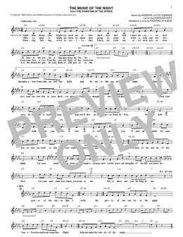 page one of The Music Of The Night (from The Phantom Of The Opera) (Lead Sheet / Fake Book)
