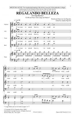 page one of Regalando Belleza (SATB Choir)