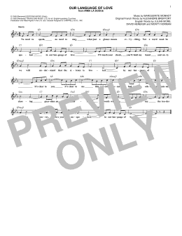 page one of Our Language Of Love (Lead Sheet / Fake Book)