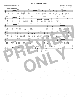 page one of Love Is A Simple Thing (Lead Sheet / Fake Book)