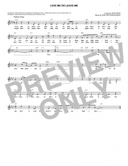 page one of Love Me Or Leave Me (Lead Sheet / Fake Book)