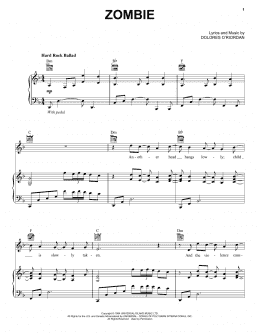 page one of Zombie (Piano, Vocal & Guitar Chords (Right-Hand Melody))