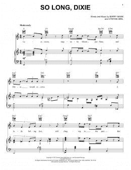 page one of So Long Dixie (Piano, Vocal & Guitar Chords (Right-Hand Melody))