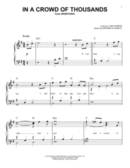 page one of In A Crowd Of Thousands (from Anastasia) (Easy Piano)