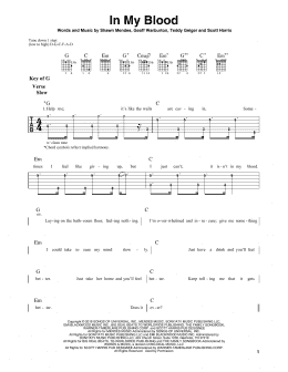 page one of In My Blood (Guitar Lead Sheet)