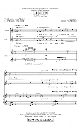 page one of Listen (SSA Choir)