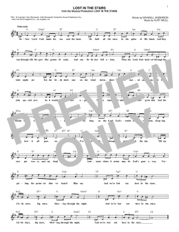page one of Lost In The Stars (Lead Sheet / Fake Book)