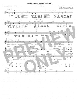 page one of On The Street Where You Live (Lead Sheet / Fake Book)