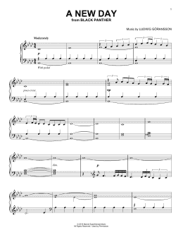 page one of A New Day (from Black Panther) (Piano Solo)
