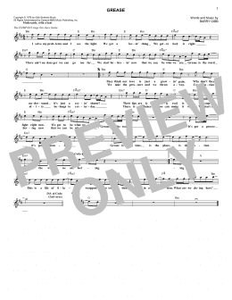 page one of Grease (Lead Sheet / Fake Book)
