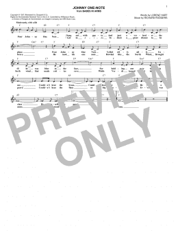page one of Johnny One-Note (Lead Sheet / Fake Book)