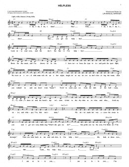 page one of Helpless (from Hamilton) (Lead Sheet / Fake Book)