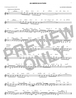 page one of An American In Paris (Lead Sheet / Fake Book)