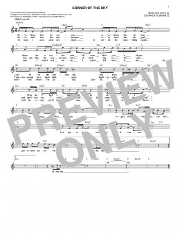 page one of Corner Of The Sky (Lead Sheet / Fake Book)
