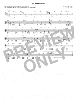 page one of I'd Do Anything (Lead Sheet / Fake Book)