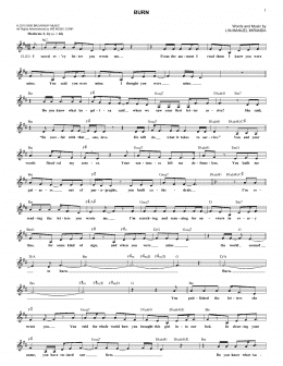 page one of Burn (from Hamilton) (Lead Sheet / Fake Book)