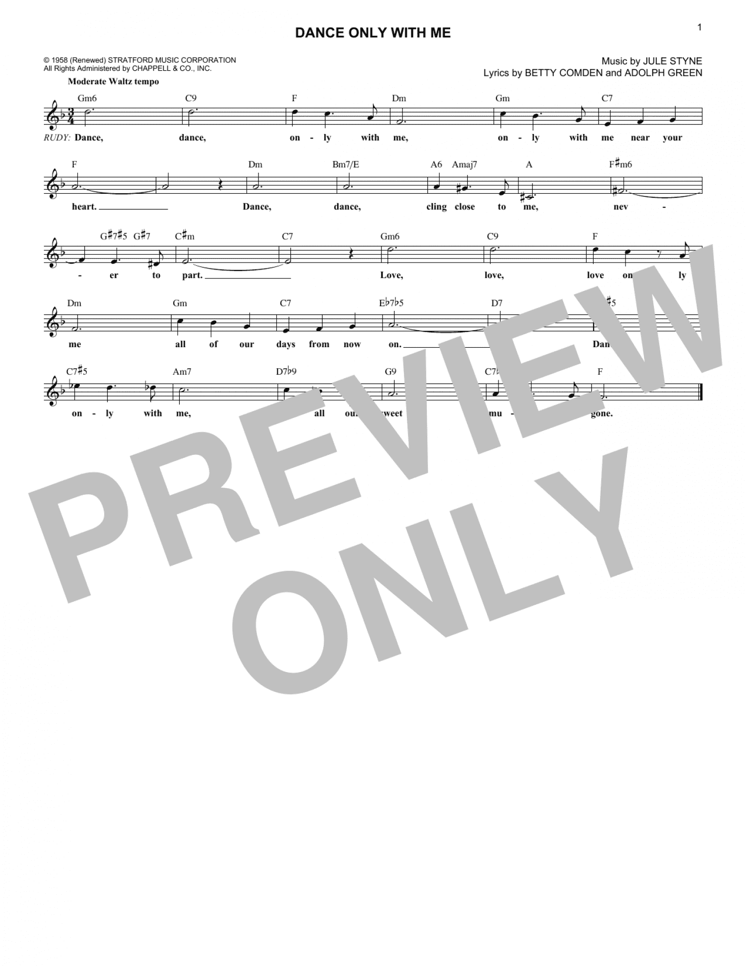 Dance Only With Me (Lead Sheet / Fake Book)