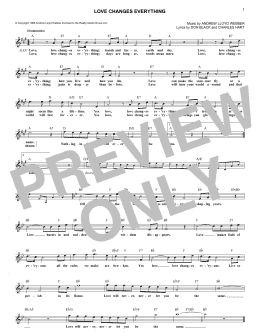 page one of Love Changes Everything (from Aspects Of Love) (Lead Sheet / Fake Book)
