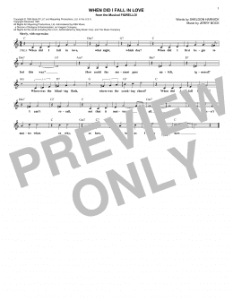 page one of When Did I Fall In Love (Lead Sheet / Fake Book)