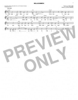 page one of Willkommen (Lead Sheet / Fake Book)