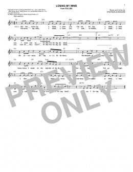 page one of Losing My Mind (Lead Sheet / Fake Book)