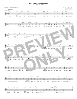 page one of Why Can't You Behave? (from Kiss Me, Kate) (Lead Sheet / Fake Book)