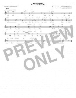 page one of Who Cares? (So Long As You Care For Me) (Lead Sheet / Fake Book)