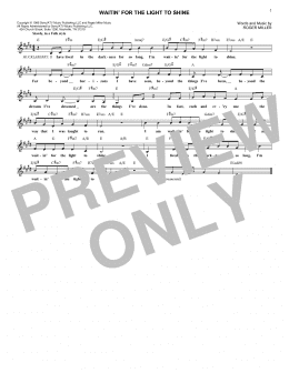 page one of Waitin' For The Light To Shine (Lead Sheet / Fake Book)