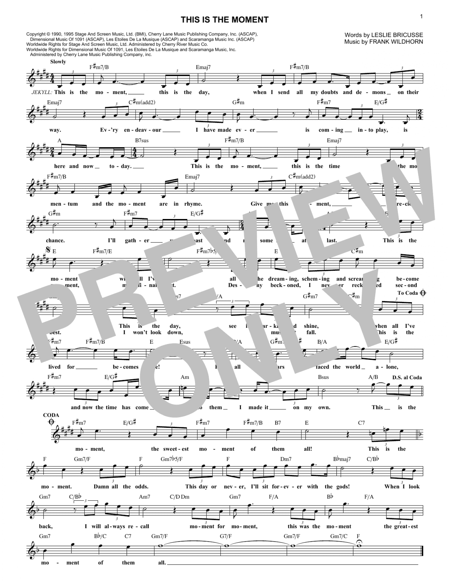 This Is The Moment (Lead Sheet / Fake Book)