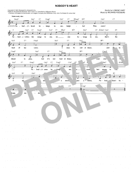 page one of Nobody's Heart (Lead Sheet / Fake Book)