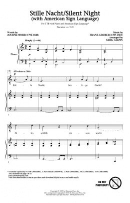 page one of Stille Nacht/Silent Night (With American Sign Language) (TTBB Choir)