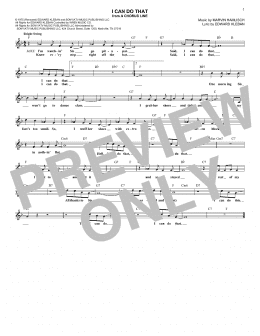 page one of I Can Do That (Lead Sheet / Fake Book)