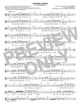 page one of I Dreamed A Dream (Lead Sheet / Fake Book)